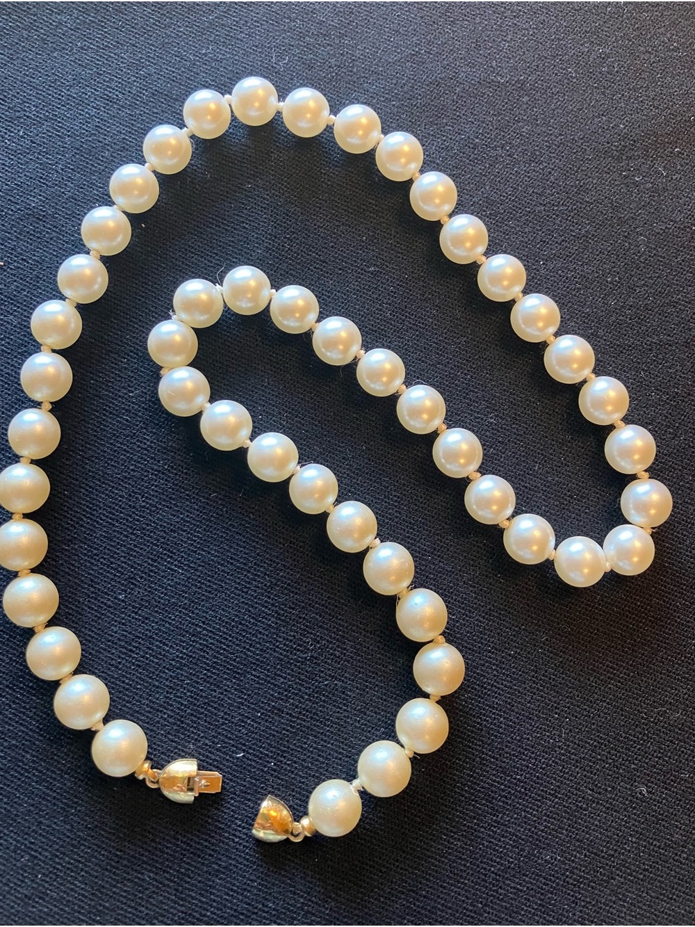 Monet Cream Pearl Strand vintage signed Necklace with Gold-Tone Clasp